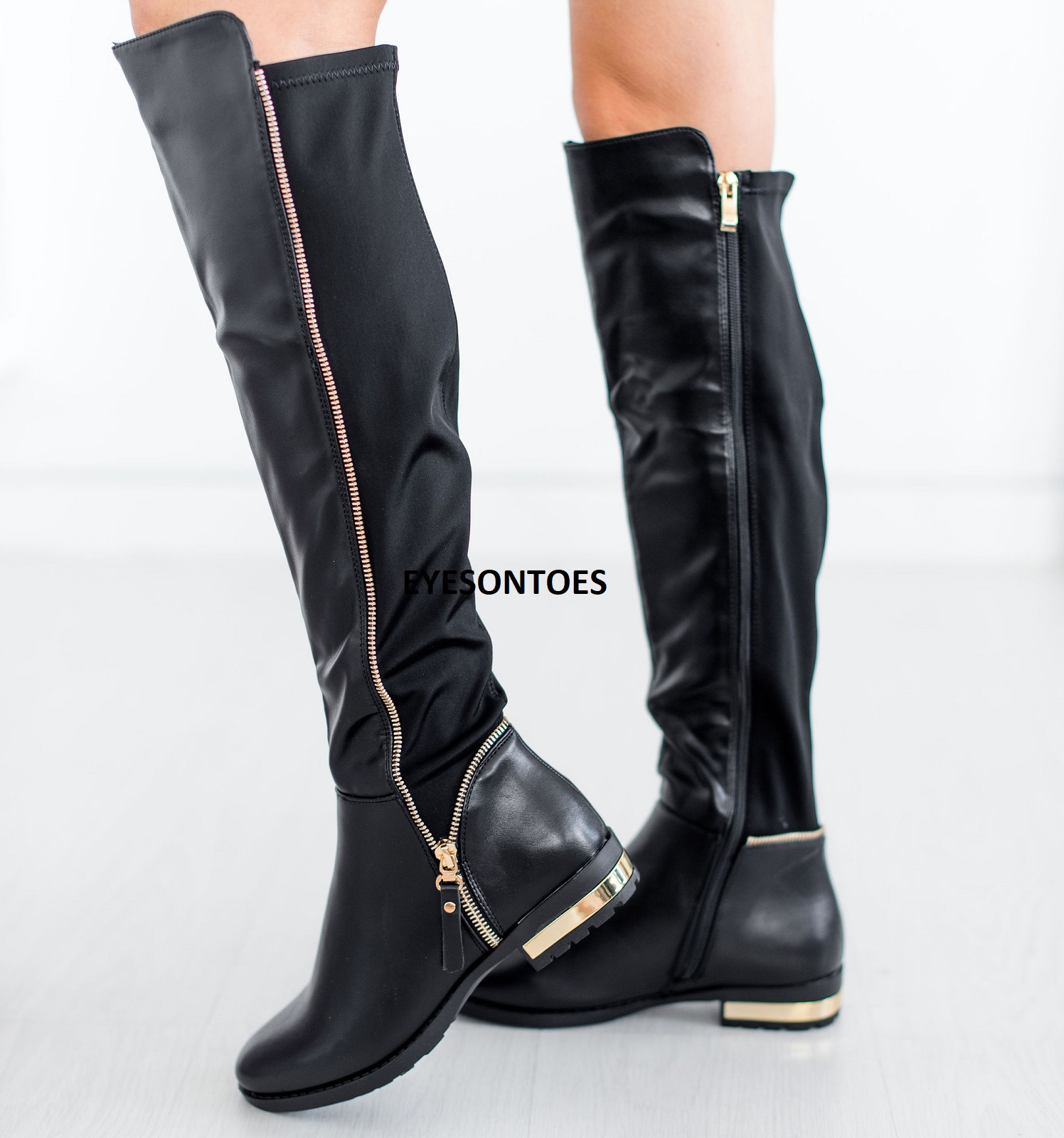 booties with gold trim